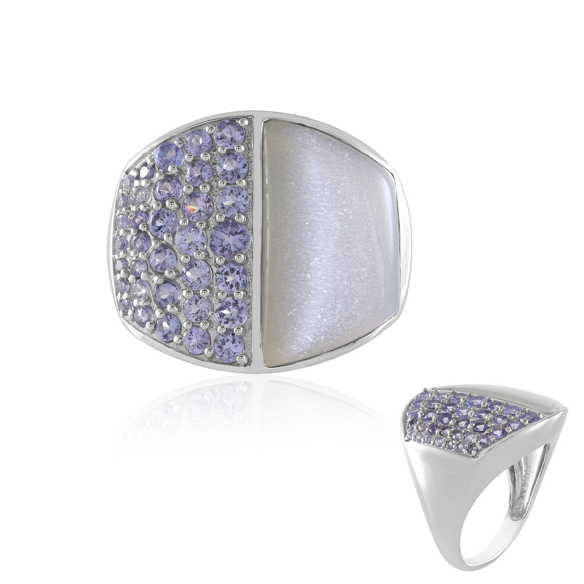 Cavill Silberring Cavill Sterlingsilber Ring Damen 6,3 ct Mondstein mit Tansaniten (1-tlg)