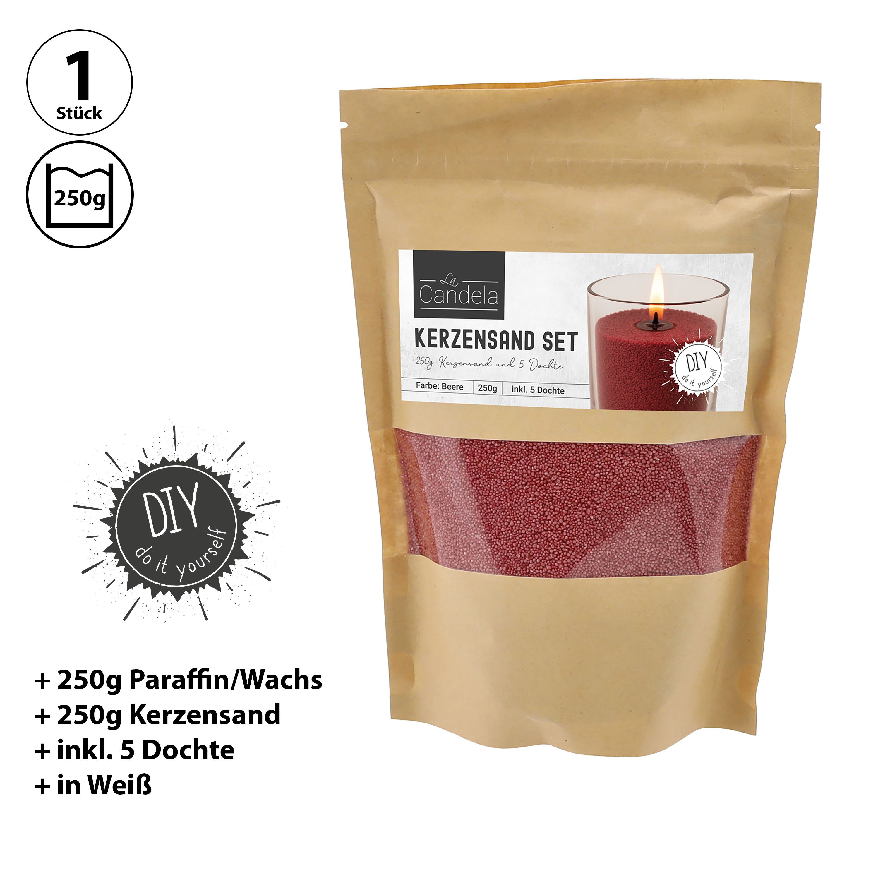 CEPEWA Formkerze DIY Kerzensand 5 Dochte 250gr rot Paraffinwachs Sandgranul günstig online kaufen