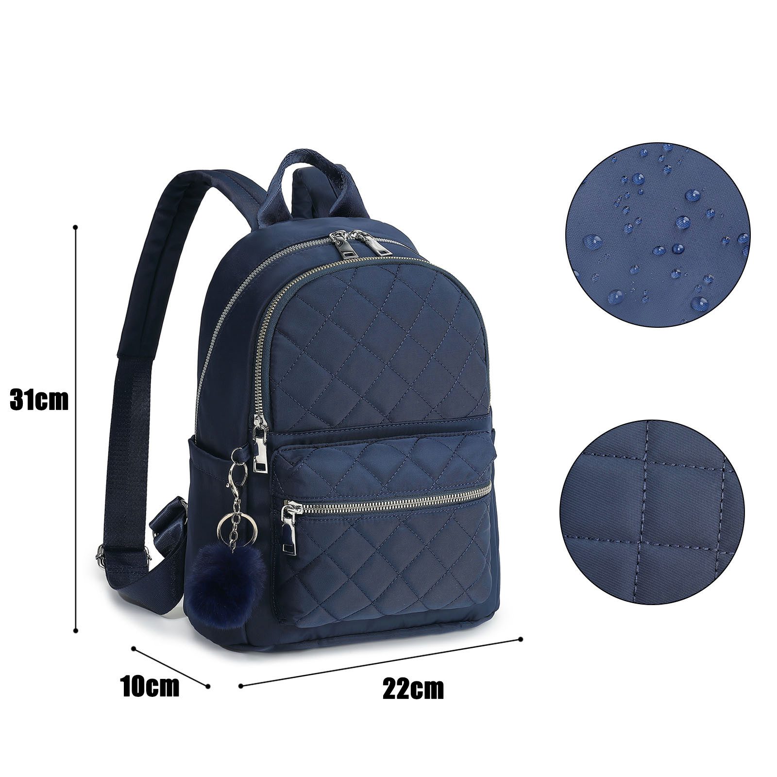 TAN.TOMI Daypack Cityrucksack, Damen Klein Rucksack, Nylon Wasserdicht Daypacks, mit Anhänger Quaste hängen Tasche Diebstahlsicher Casual Daypack