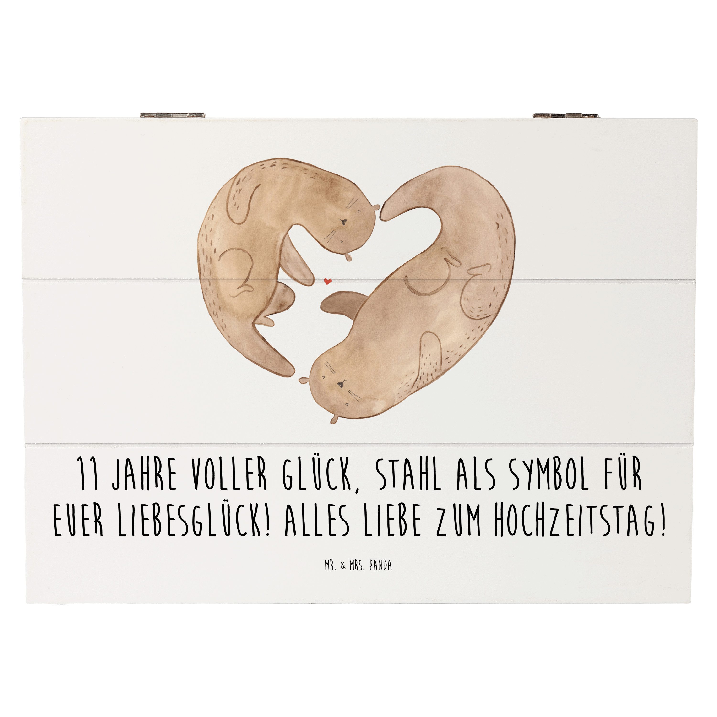 Dekokiste 25 x 18 cm 11. Hochzeitstag Stahlhochzeit - Weiß - Geschenk, Liebesgl