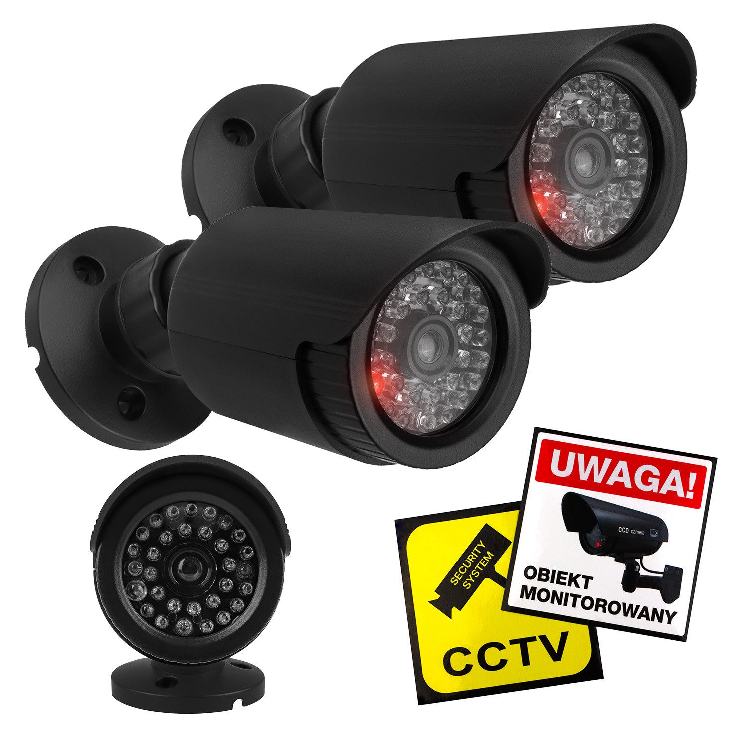 Maclean Überwachungskamera Attrappe IR1800 IR-Kameraattrappe mit blinkender LED-Leuchte (2-tlg., Attrappe einer Röhrenkamera)