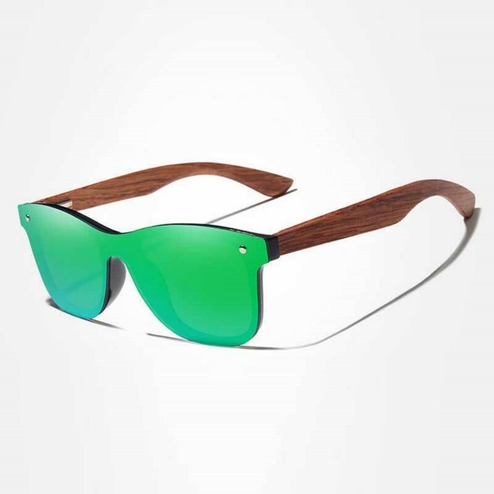 Lamon Sonnenbrille Fashion Polarized Herren Sonnenbrille Naturholz UV400 Radfahren green