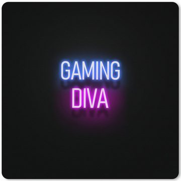MuchoWow Gaming Mauspad Gaming - Zitate - Neon - Gaming-Diva - Frauen (1-St), Mousepad mit Rutschfester Unterseite, Gaming, 40x40 cm, XXL, Großes