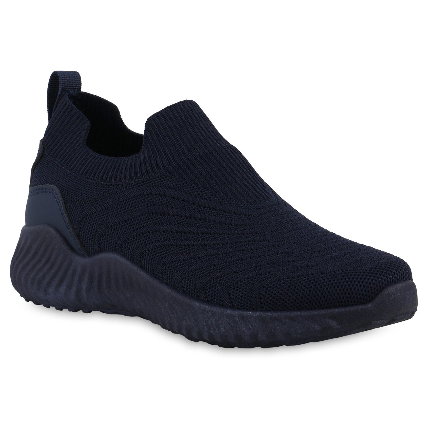 VAN HILL 21723339 EM HD-33(EM) Damen Sportschuhe Navy 39 Slip-On Sneaker Damen Slip Ons Sportschuhe Sportliche Strick Profil-Sohle