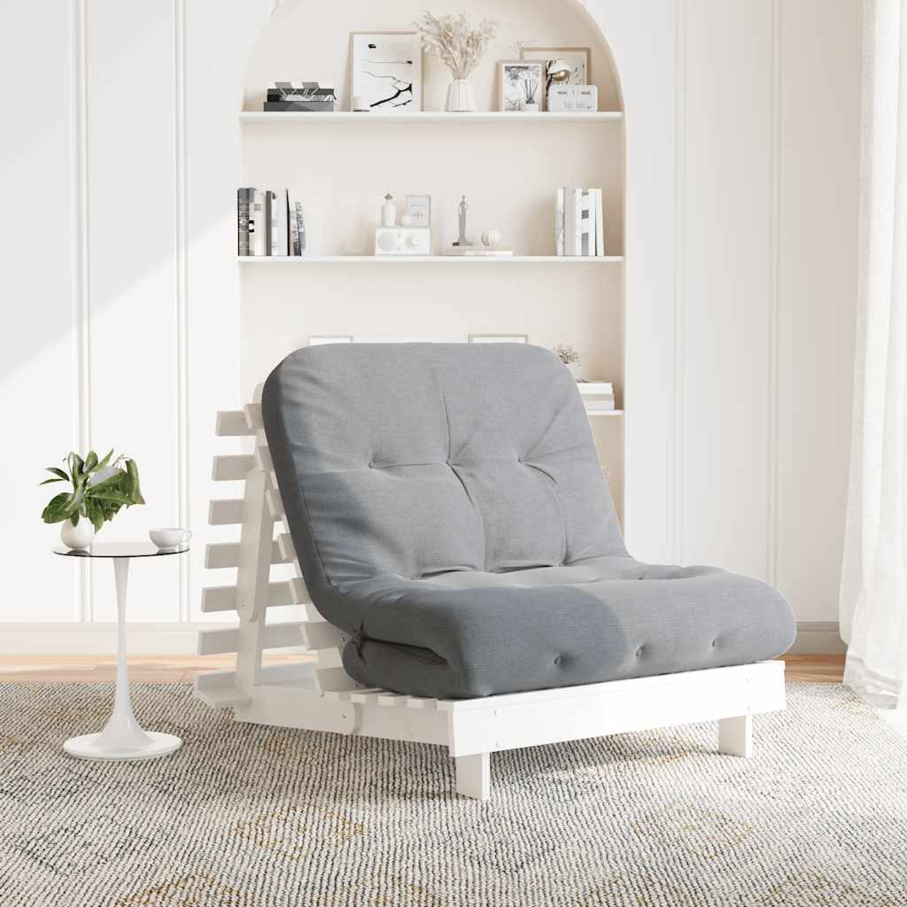 vidaXL Schlafsofa vidaXL Futon Schlafsofa mit Matratze Weiß 90x206x11 Massivholz Kiefer