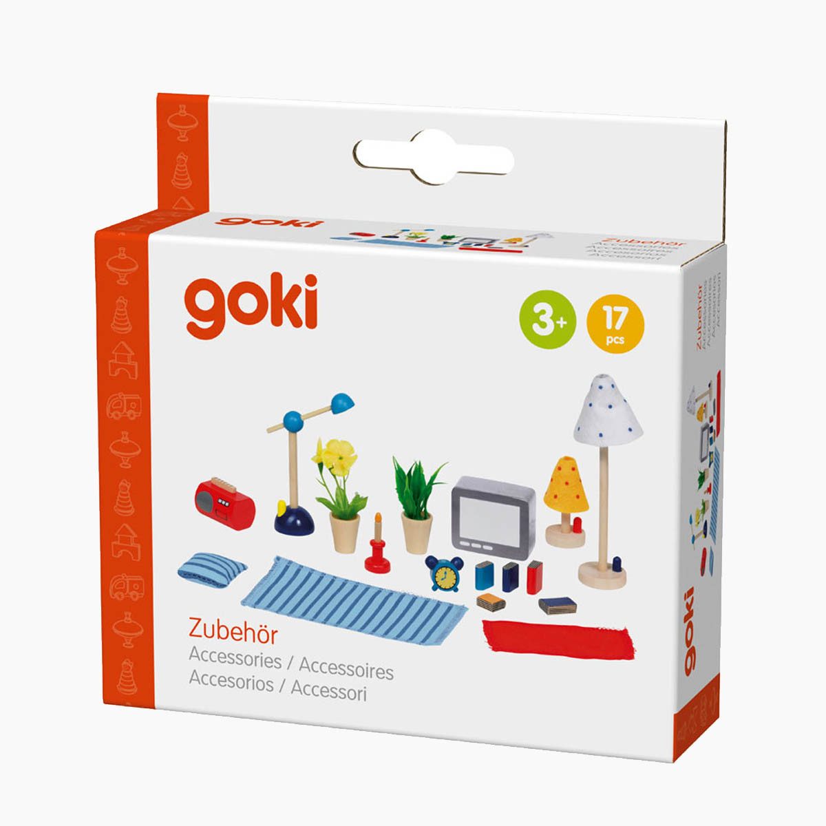 goki Puppenhausmöbel Accessoires Wohn- und Schlafzimmer (packung, 17tlg., set), 17-teilige Set aus hochwertigen Materialien – Bild 5 von 5