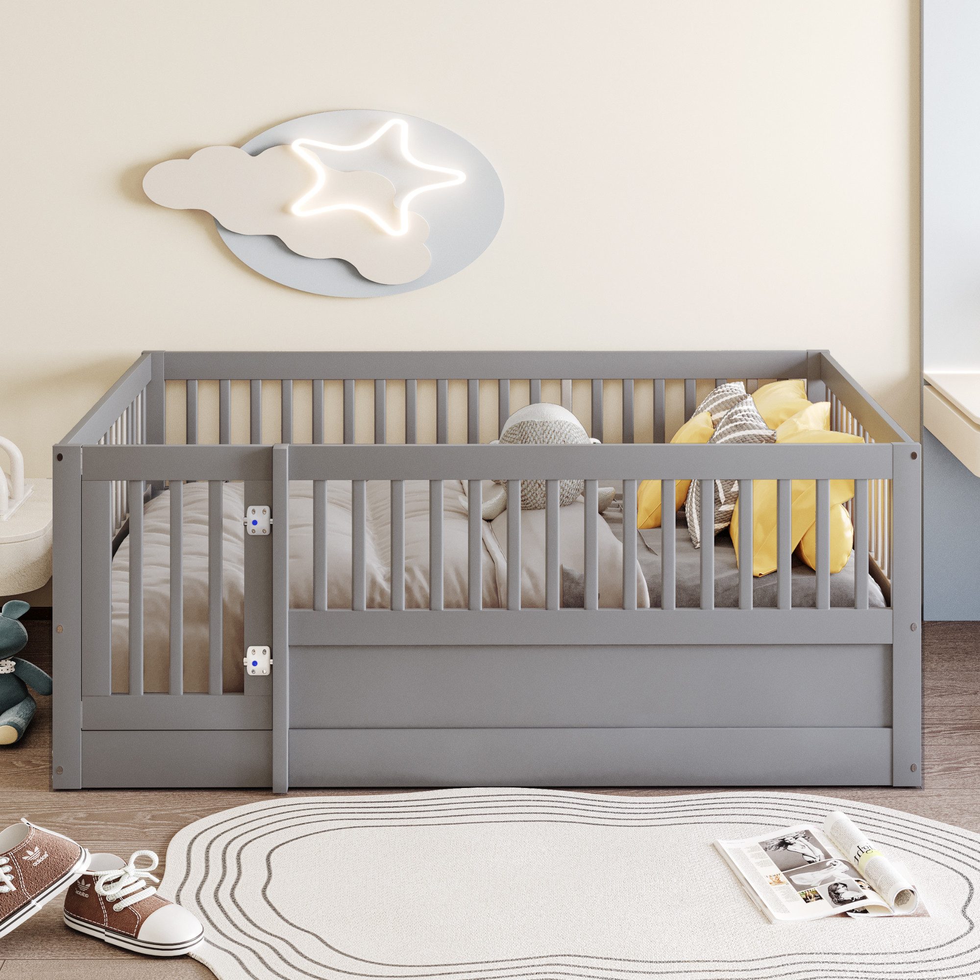 Gotagee Kinderbett Bodenbett Holzbett Einzelbett mit günstig online kaufen