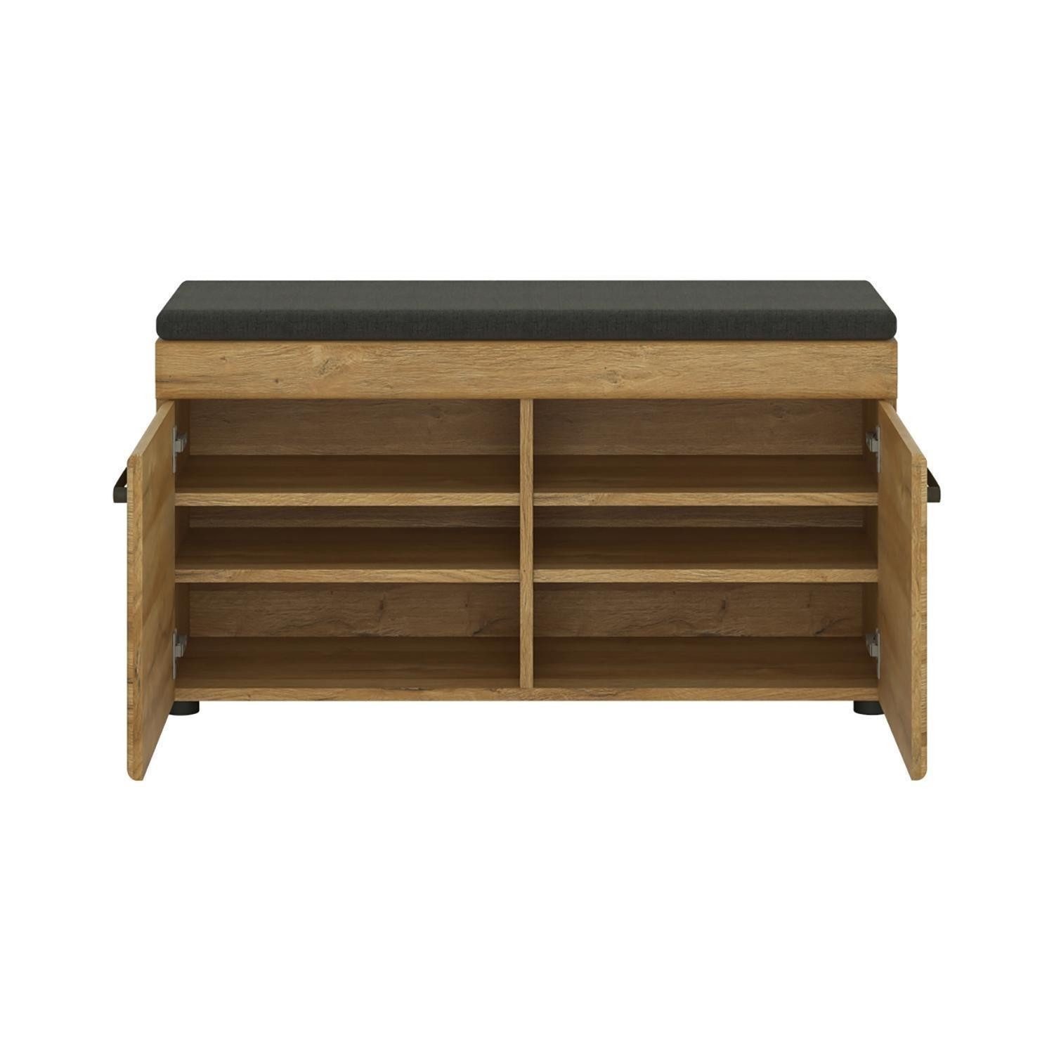 Meble Wójcik Sitzbank CORTINA, Grandson Eiche Dekor, MDF, 2 Türen, Soft-Close-Funktion, 4 Einlegeböden, B 93 x H 47 x T 38 cm