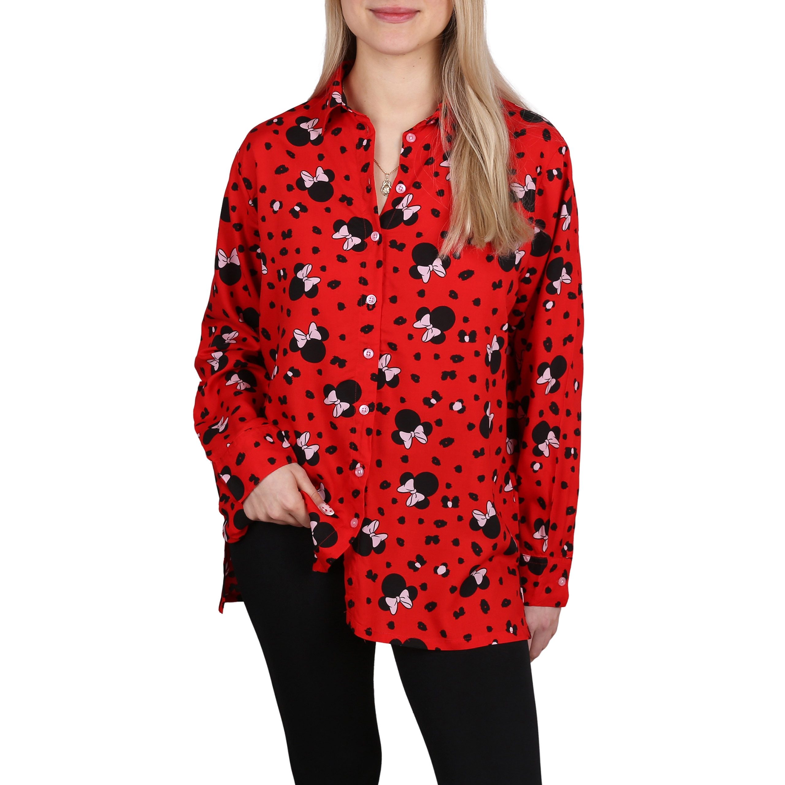 Sarcia.eu Nachthemd Minnie Mouse DISNEY Rotes langärmeliges Damenhemd 100% VISCOSE