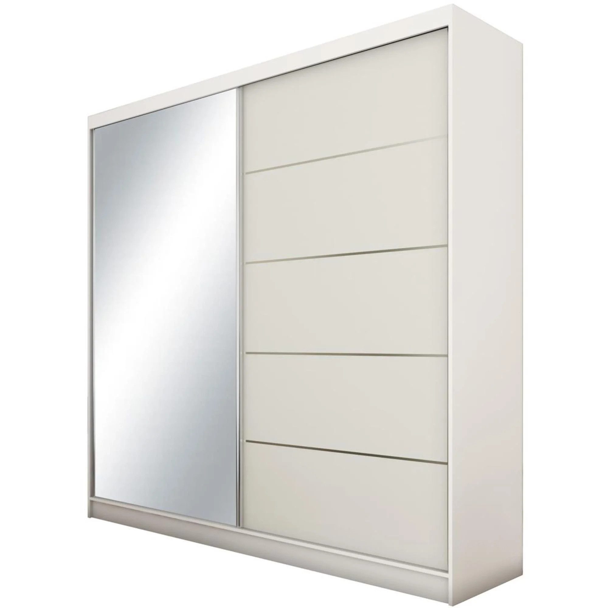 Beautysofa Schwebetürenschrank Marika (Garderobenschrank mit Spiegel für Schlafzimmer, Kleiderstange, Einlegeböden) 120 / 150 / 160 / 180 / 200 / 240 cm