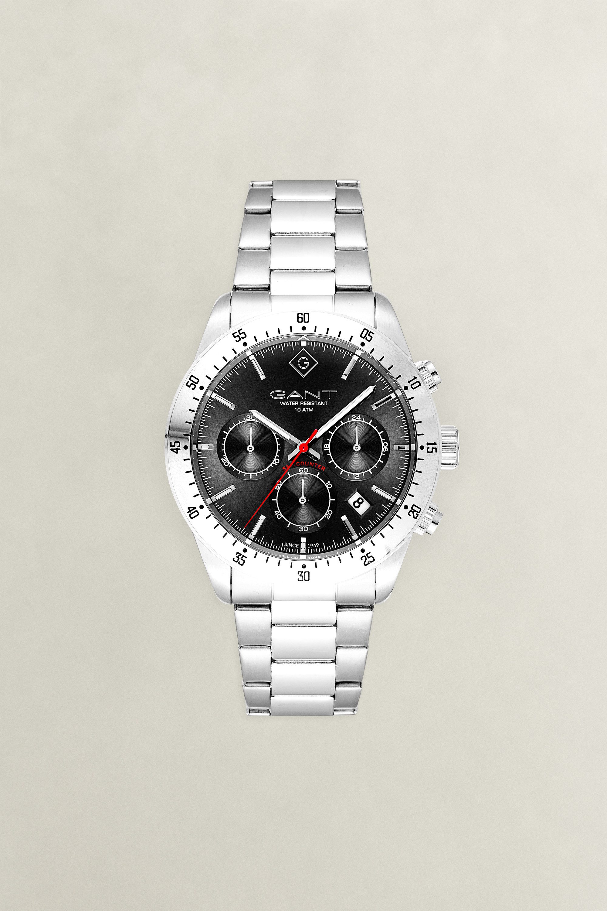 Gant Chronograph Greenfield G202002, Quarzuhr, Armbanduhr, Herrenuhr, Edelstahlarmband, analog, Tag