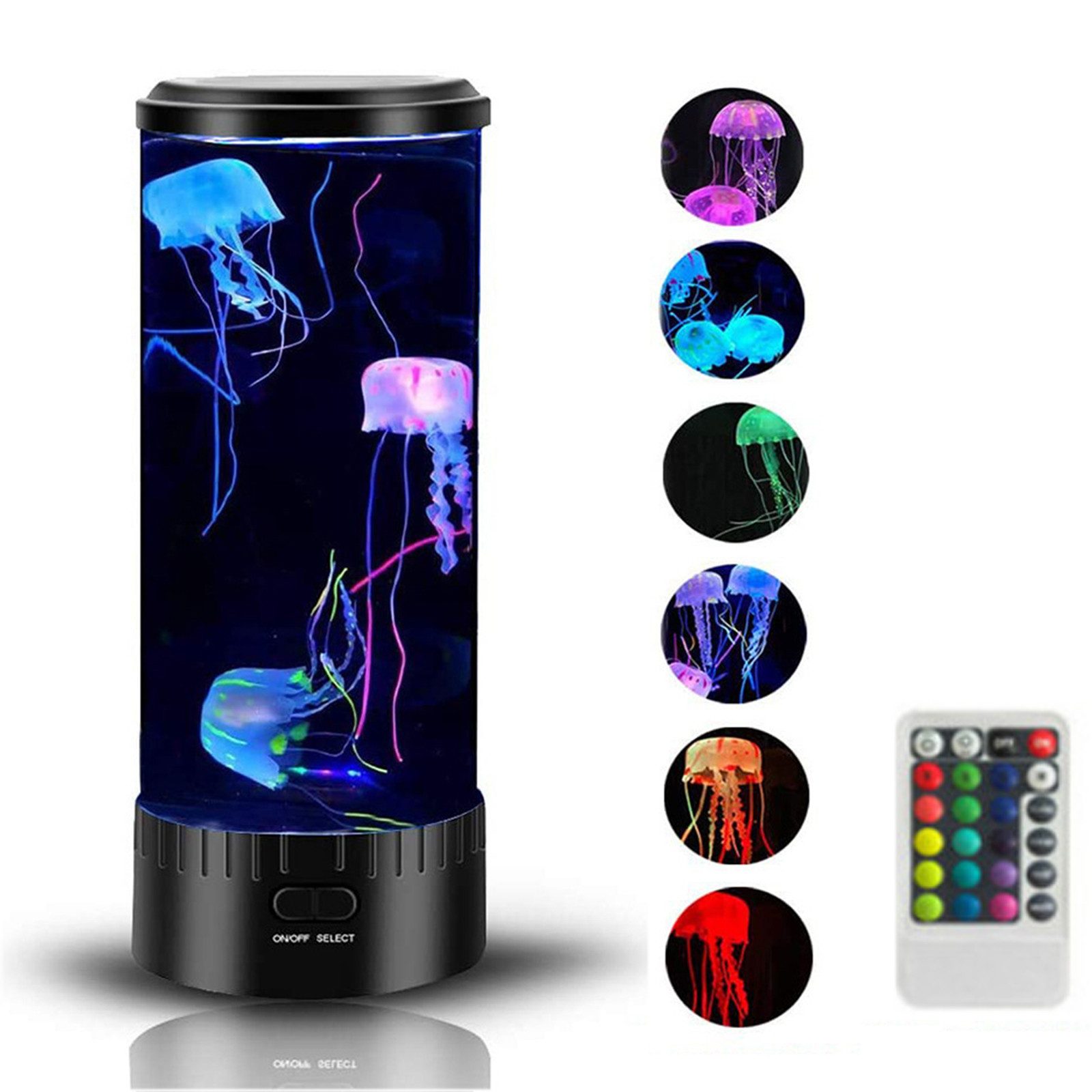 MOPUEA LED Nachtlicht Quallenlampe LED Nachtlicht mit 7 Farbwechsel & Fernbedienung, RGB Licht, beruhigend, leise, dekorativ, entspannend
