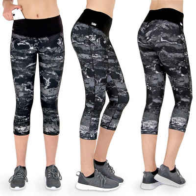 Formbelt Laufhose Damen 3/4 kurz capri leggings mit Handytasche und hohem Bund, sporthose leggins sportleggings funktionsleggings, high waist quick dry frauen leggin damen sport blickdicht 3 4 sporthose damen, laufhose, blickdicht, hoher bund, quick dry, atmungsaktiv, waschbar