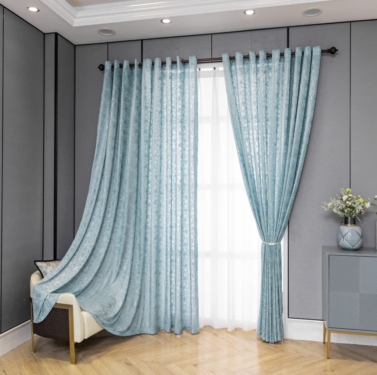 M&W DAS DESIGN Vorhang Wohnzimmer Schlafzimmer​​ Mit ösen 140Bx245H (1er), 2 für Paar