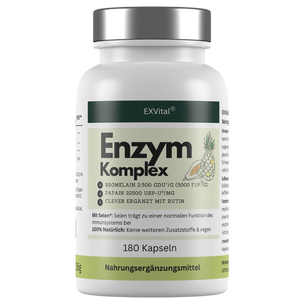 Enzym Komplex, mit 800mg Bromelain, 300mg Papain, Rutin & Selen Kapseln, 156 g