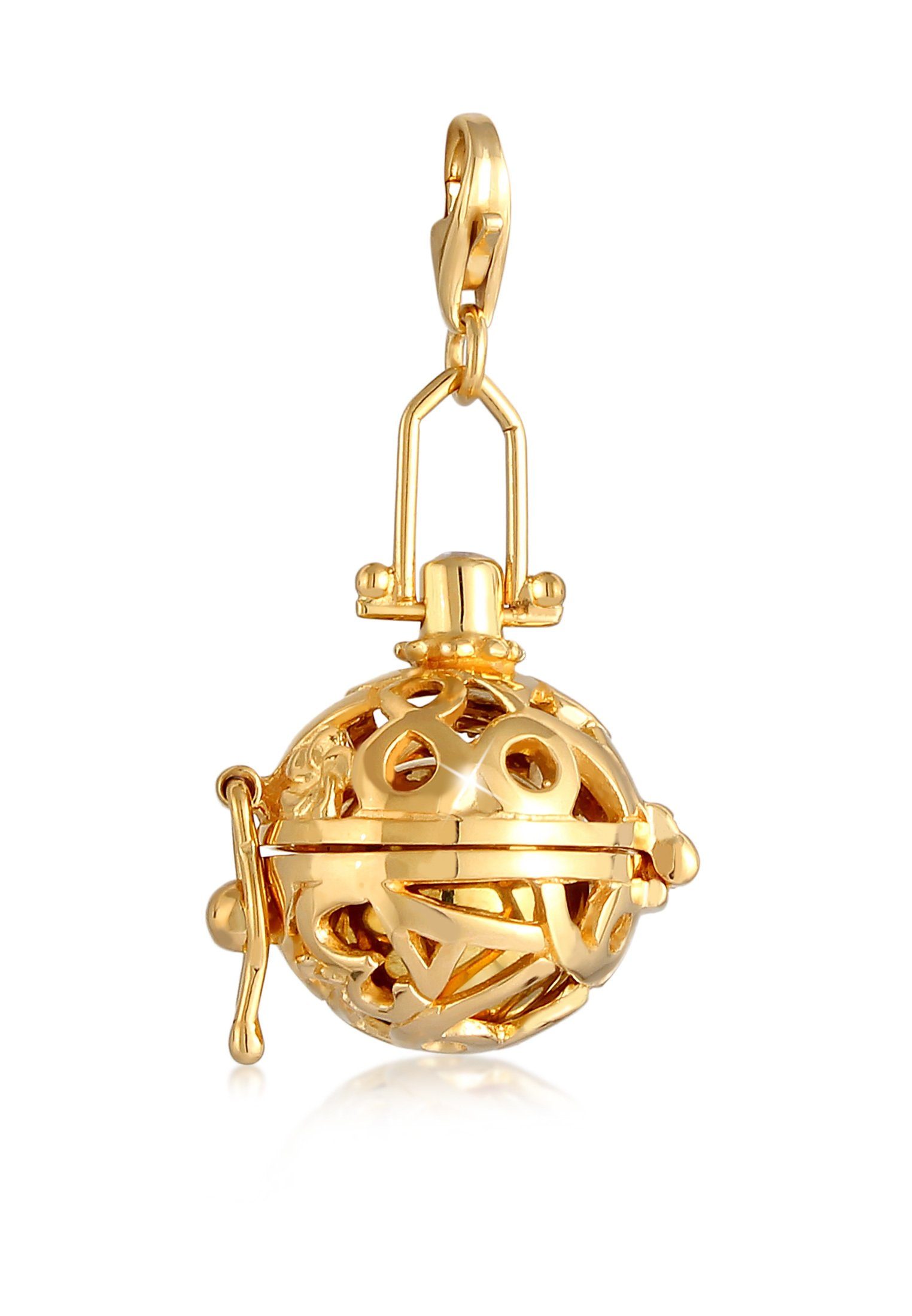 Charm-Einhänger Klangkugel Zirkonia Romantik 925 Silber