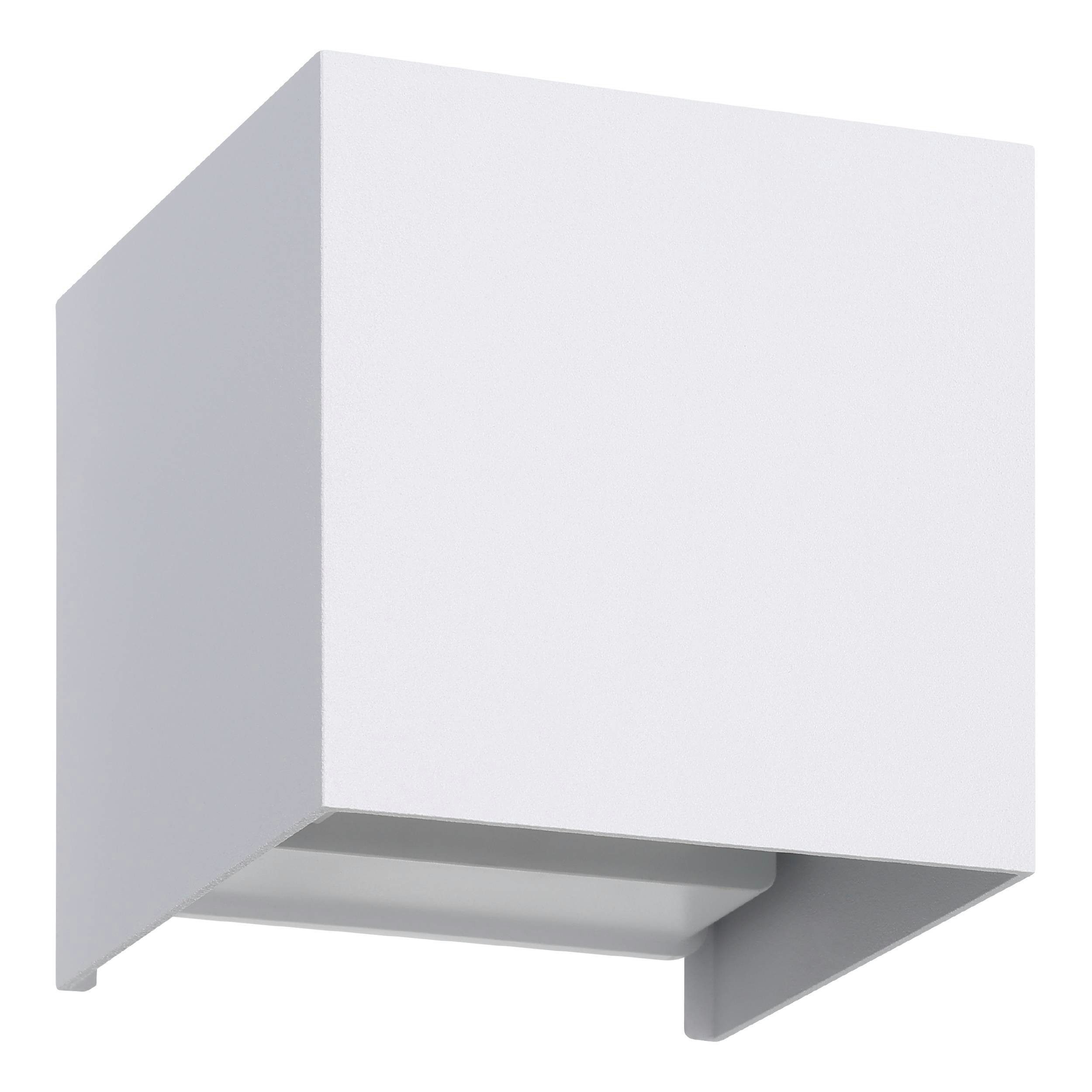 EGLO Wandleuchte Valmontone Wandlampe,innen, Würfel, indirekte Up und Down Beleuchtung, LED fest integriert, Warmweiß, Wand-/Deckenleuchte - L10 x H10 x AL10 cm - weiß - 2X1,5W inkl.