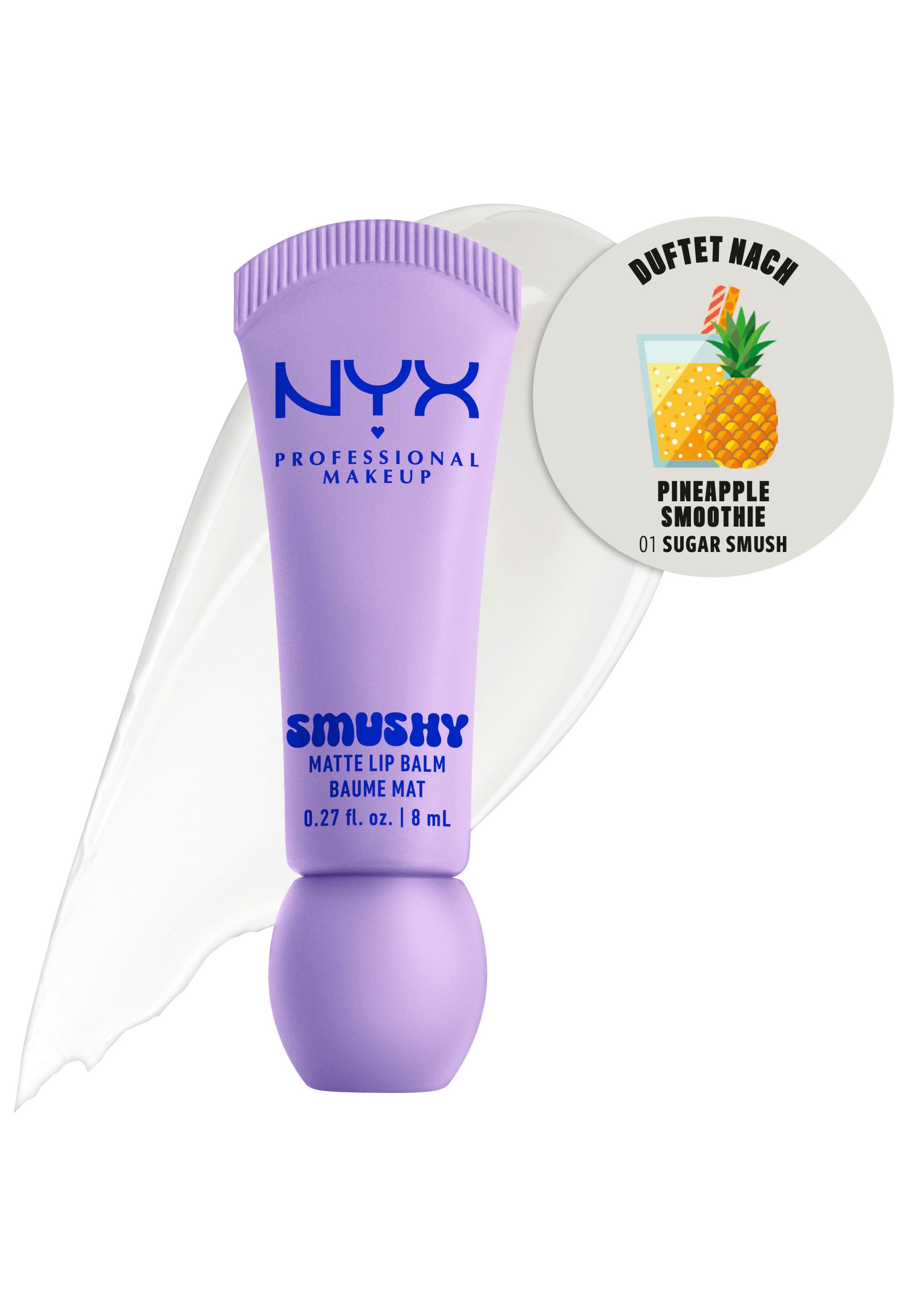 NYX PROFESSIONAL MAKEUP Lippenbalsam SMUSHY MATTE LIP BALM, jeder der Farbtöne hat einen einzigartigen, süßen Duft