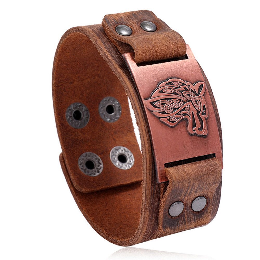 Eyecatcher Lederarmband Wickinger Wolf Silber Bronze günstig online kaufen