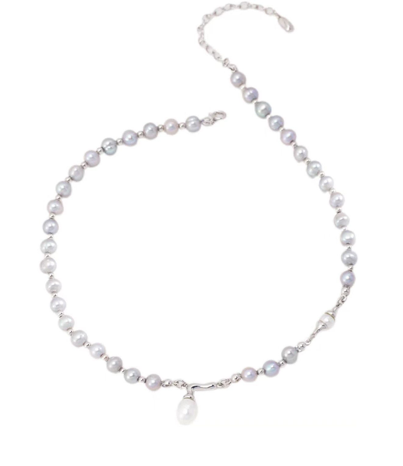 Kette mit Anhänger Halskette damen silber 925,18Kvergoldet,Perlenkette aus Sterlingsilber