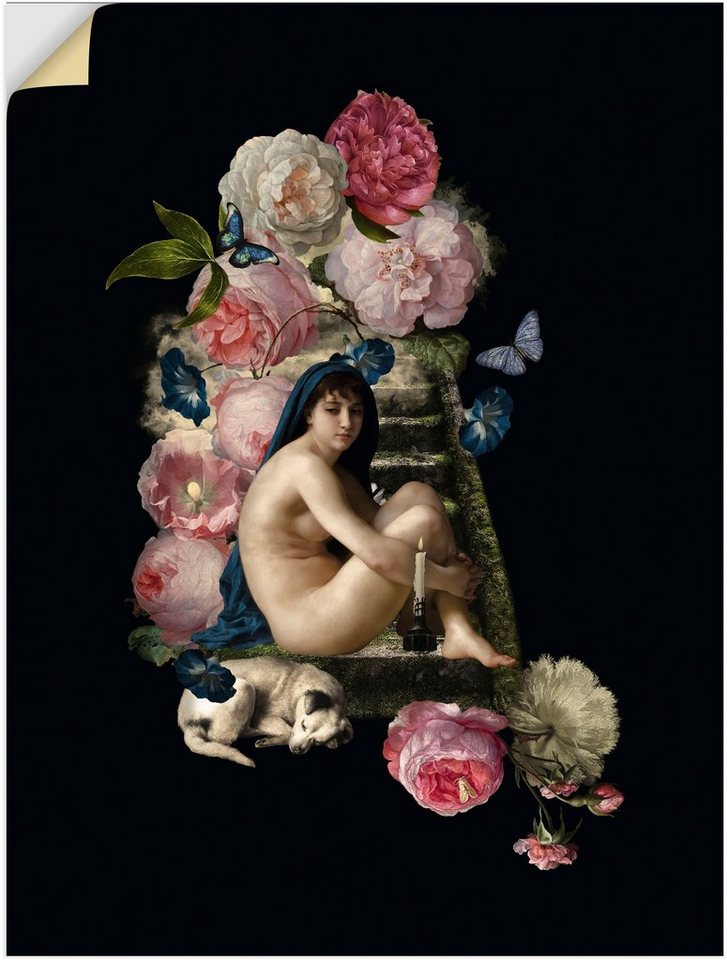 Artland Wandbild Nackte Venus mit Hund, Gottes Bilder (1 St), als Alubild,  Leinwandbild, Wandaufkleber oder Poster in versch. Größen