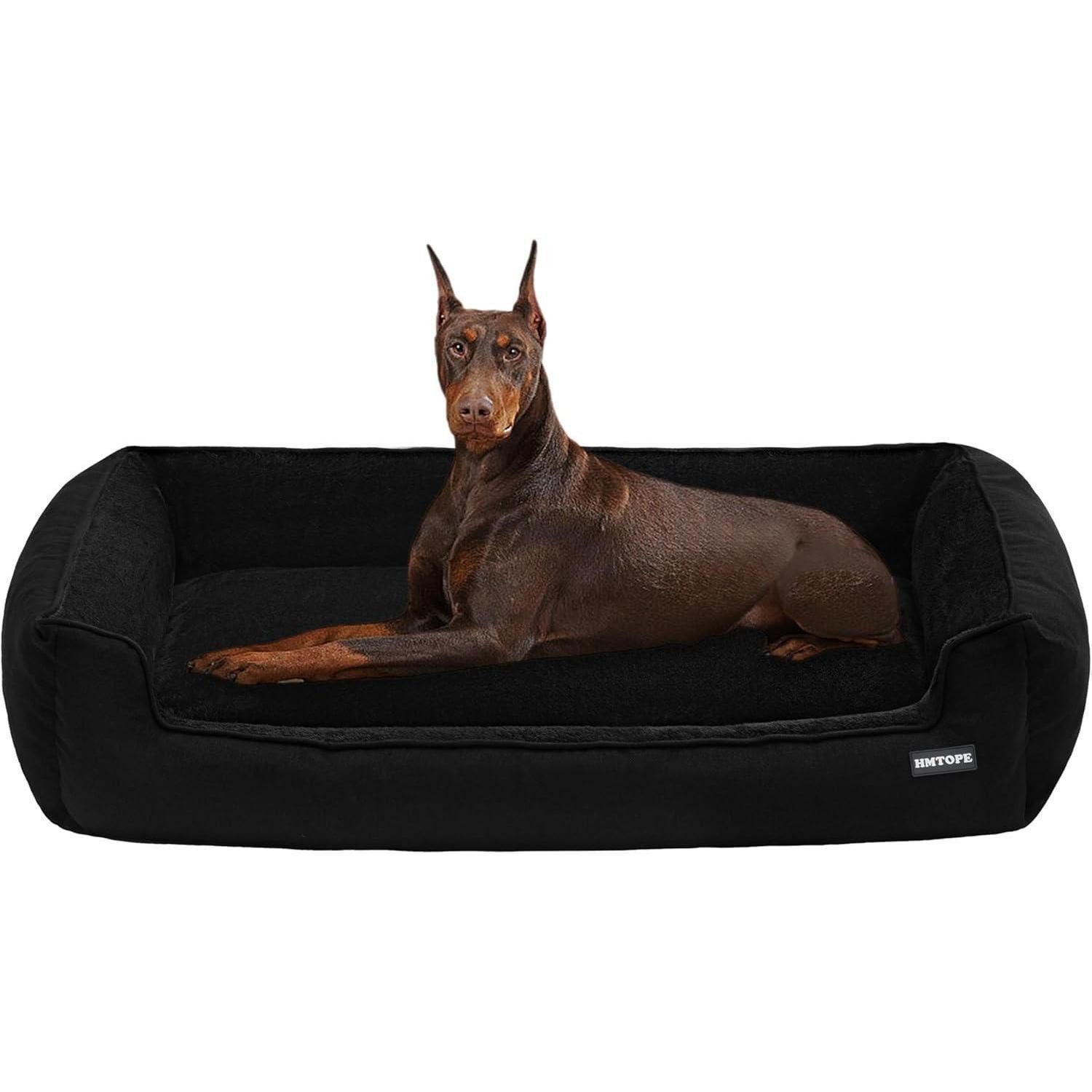LuxusKollektion Hundebett Hundebett Hundesofa Abnehmbar Waschbar L 120 x B 90 x H 30 cm Schwarz