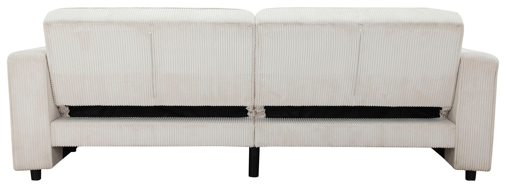 Dorel Home 3-Sitzer ALLIE Schlafsofa 225 cm, Bett-Funktion (108/190cm), trendiger Cord o. pflegeleichter Velours – Bild 5 von 5