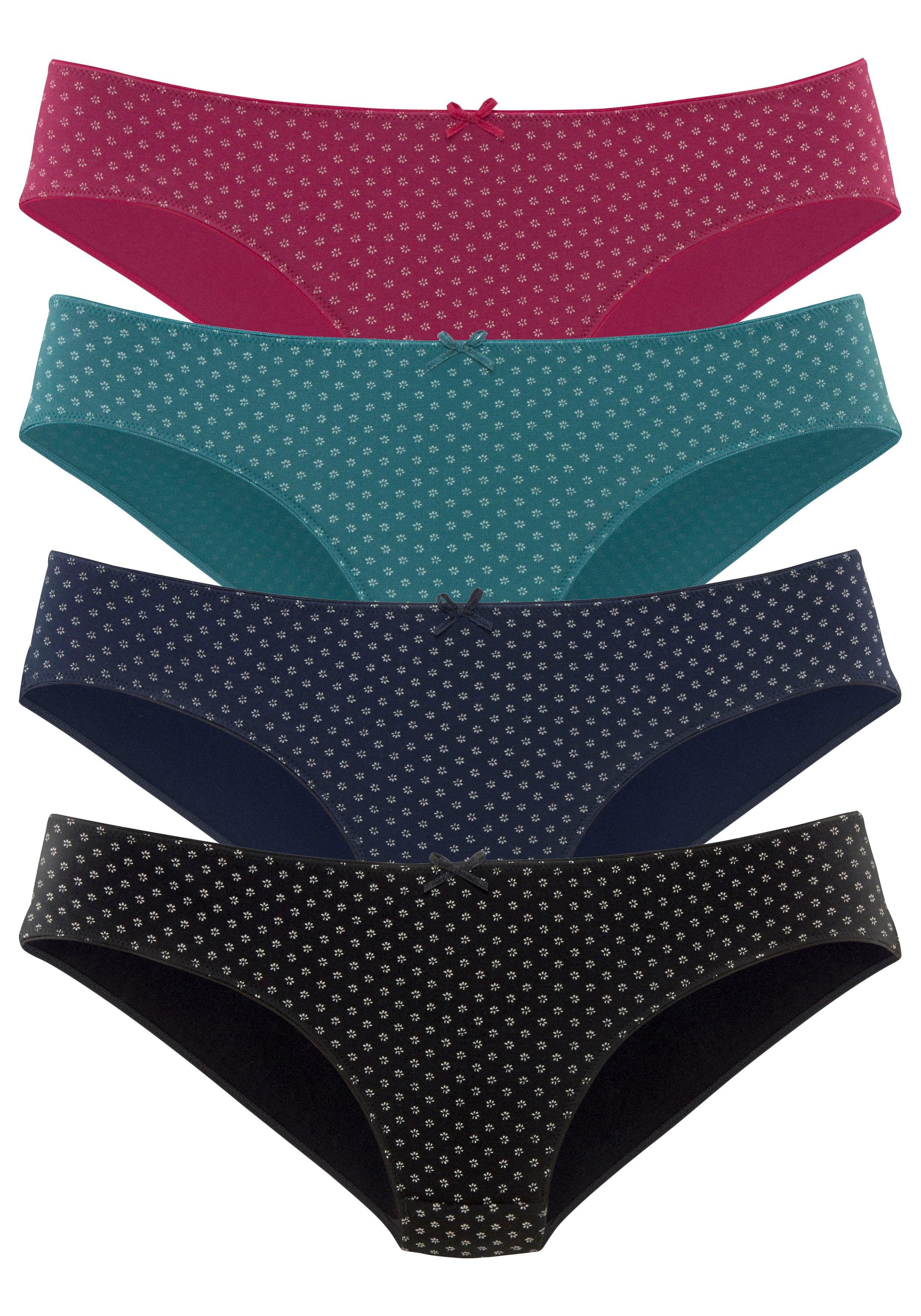 s.Oliver Bikinislip (Packung, 4-St) aus elastischer Baumwolle lila, navy, petrol, schwarz | Bikini-Slips