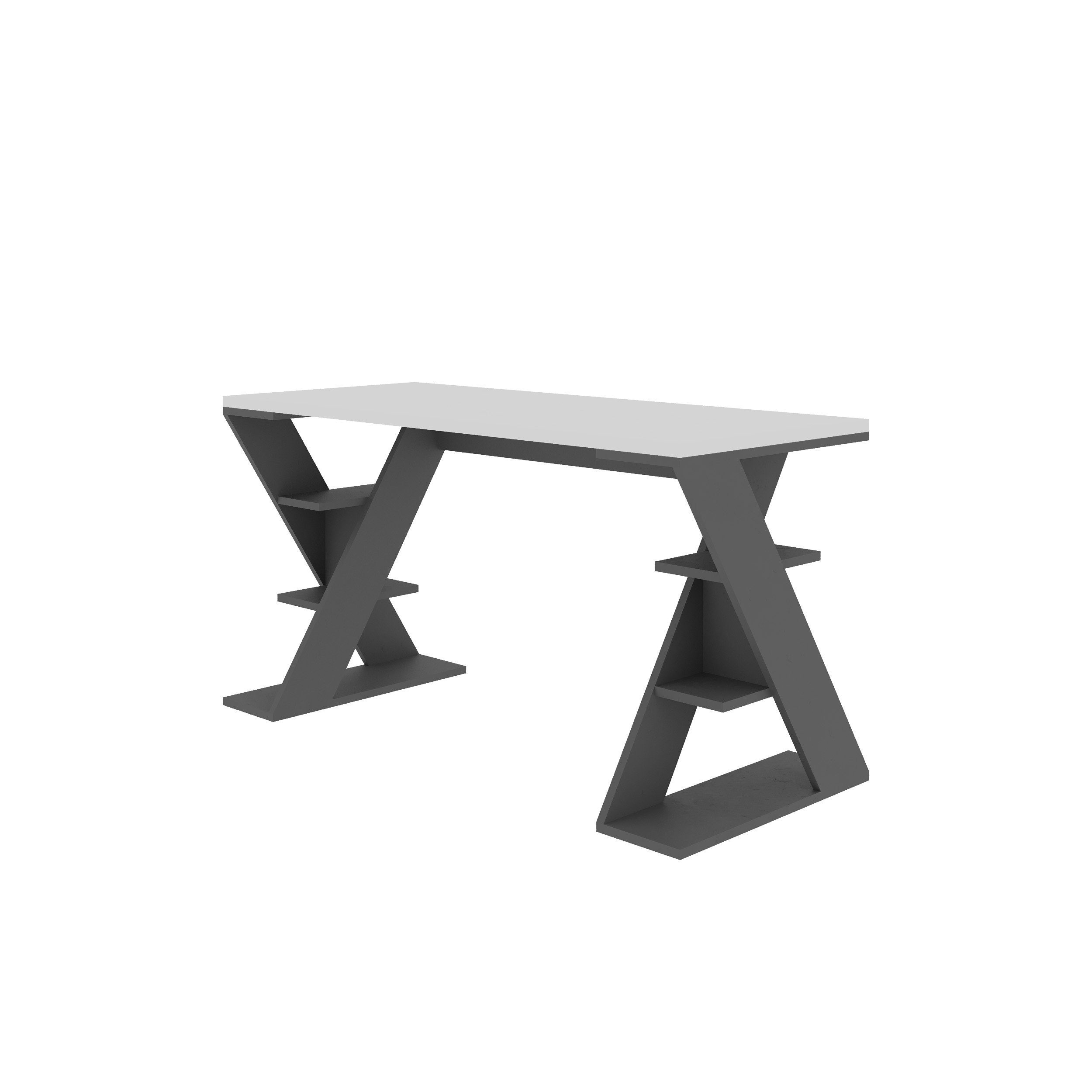 Decortie Schreibtisch Papillon (1 Tisch), Moderner Schreibtisch Mit Bücherregal, 137 x 60 x 75 cm