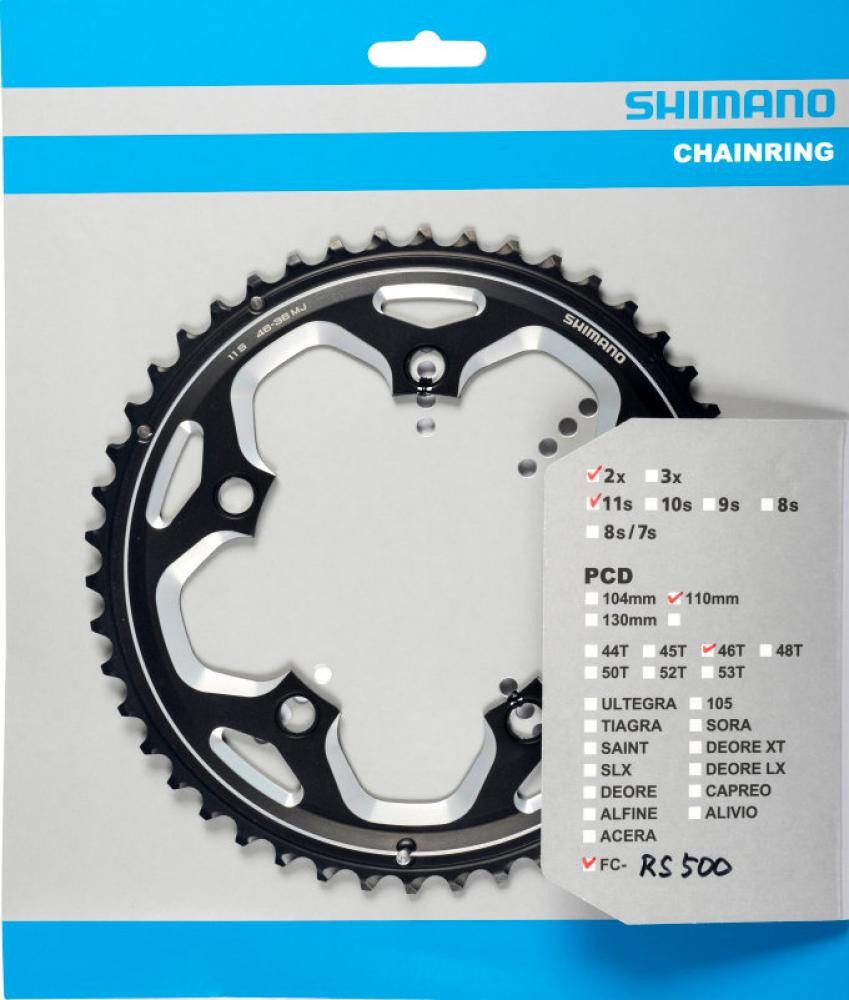 Kettenschaltung SHIMANO Kettenblatt FC-RS500 46 Zähne Schwarz - Effiziente Performance