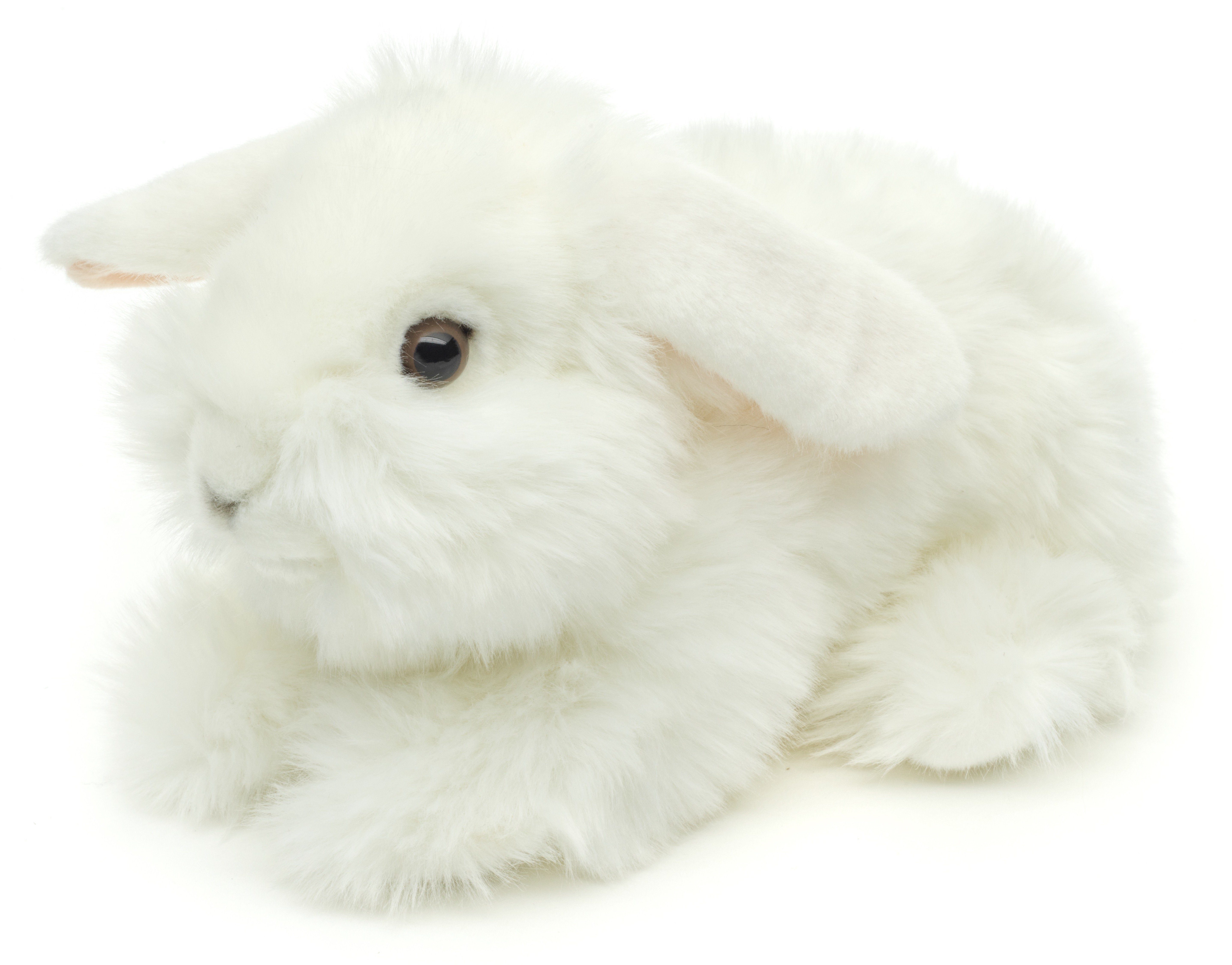 Uni-Toys Kuscheltier Löwenkopf-Kaninchen mit hängenden Ohren - 23 cm - verschiedene Hasen, zu 100 % recyceltes Füllmaterial weiß