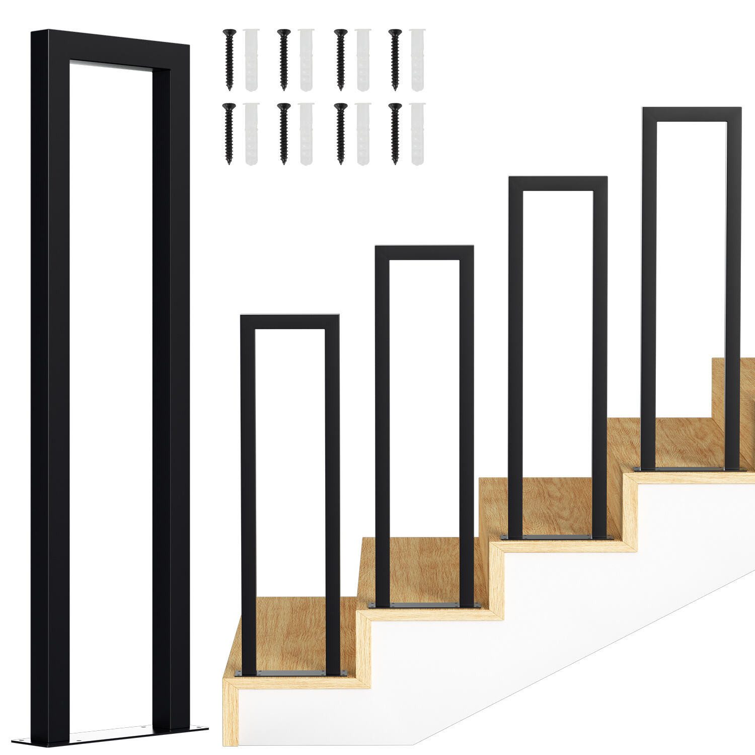 Clanmacy Treppengeländer U-förmige Eisen Handlauf Geländer Aufmontage 55 - günstig online kaufen