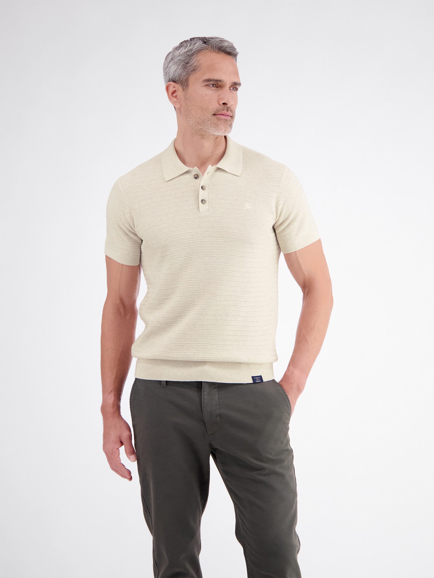 LERROS Poloshirt Polo mit raffinierter Streifenstruktur aus Baumwollstrick