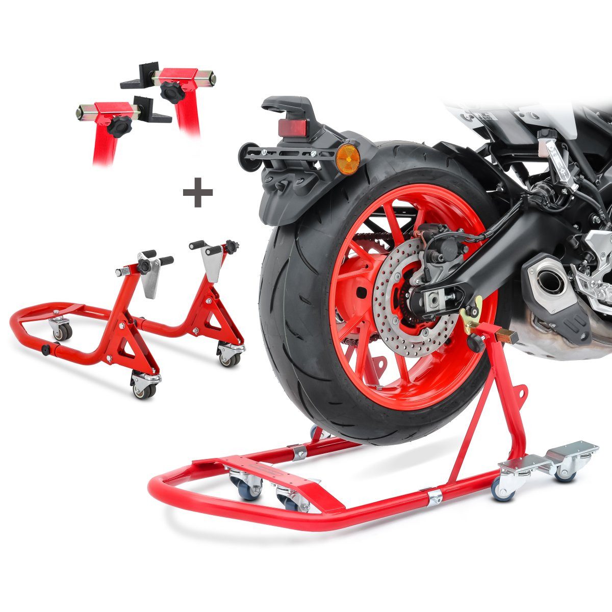 Craftride Motorradheber Motorrad Montageständer Set Rangierhilfe VMR Motorradständer vorne und