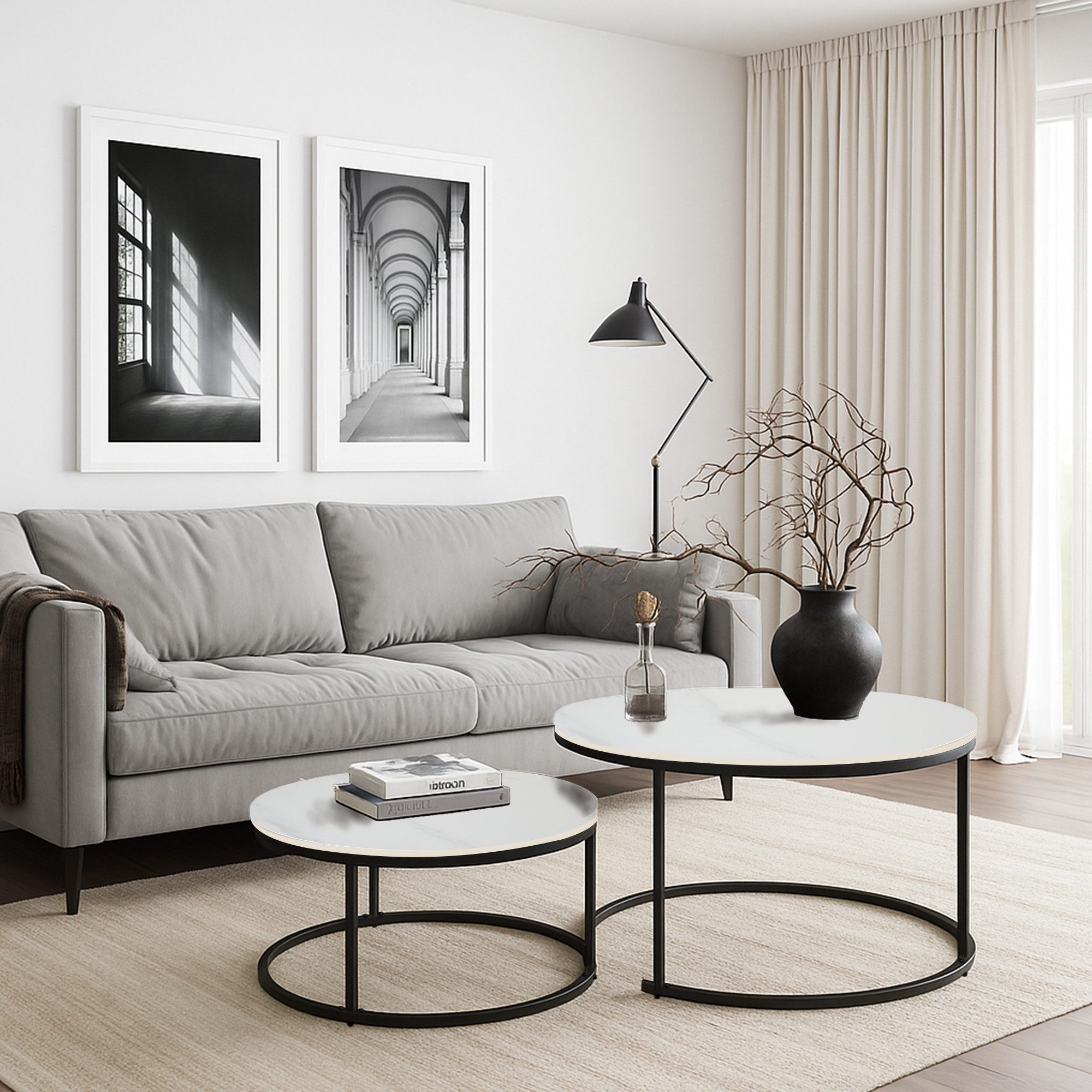 G-LEAF Couchtisch Beistelltisch-Set mit platzsparendem Nesting-Design günstig online kaufen