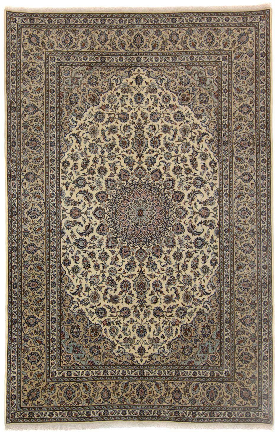 Wollteppich Keshan Medaillon Beige chiaro 362 x 245 cm, morgenland, rechteckig, Höhe: 10 mm, Unikat mit Zertifikat
