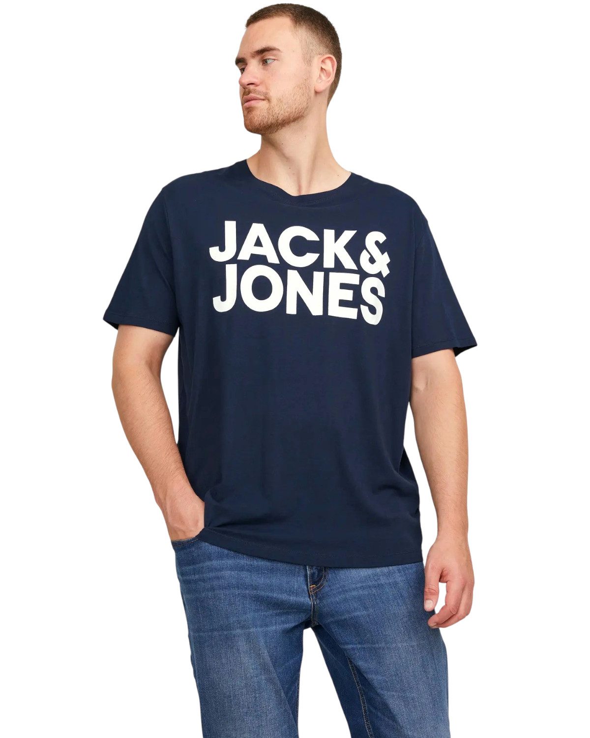 Jack & Jones Print-Shirt Bequemes Slimfit Shirt (Spar-Set, 3er-Pack) in Unifarbe mit Print – Bild 2 von 3