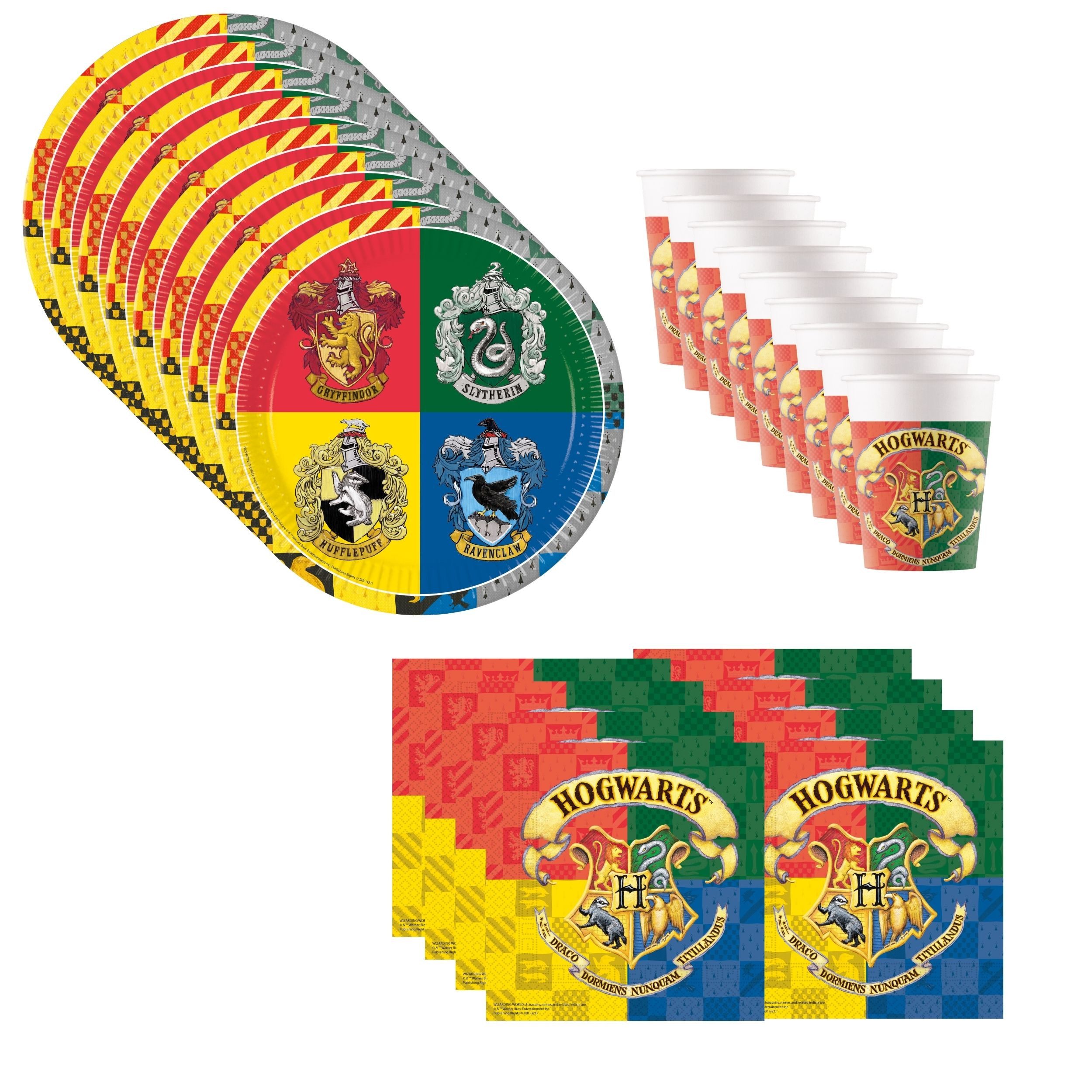 Procos Einweggeschirr-Set Harry Potter Partygeschirr Set 36-tlg Kindergeburtstag Hogwarts Teller, 8 Personen