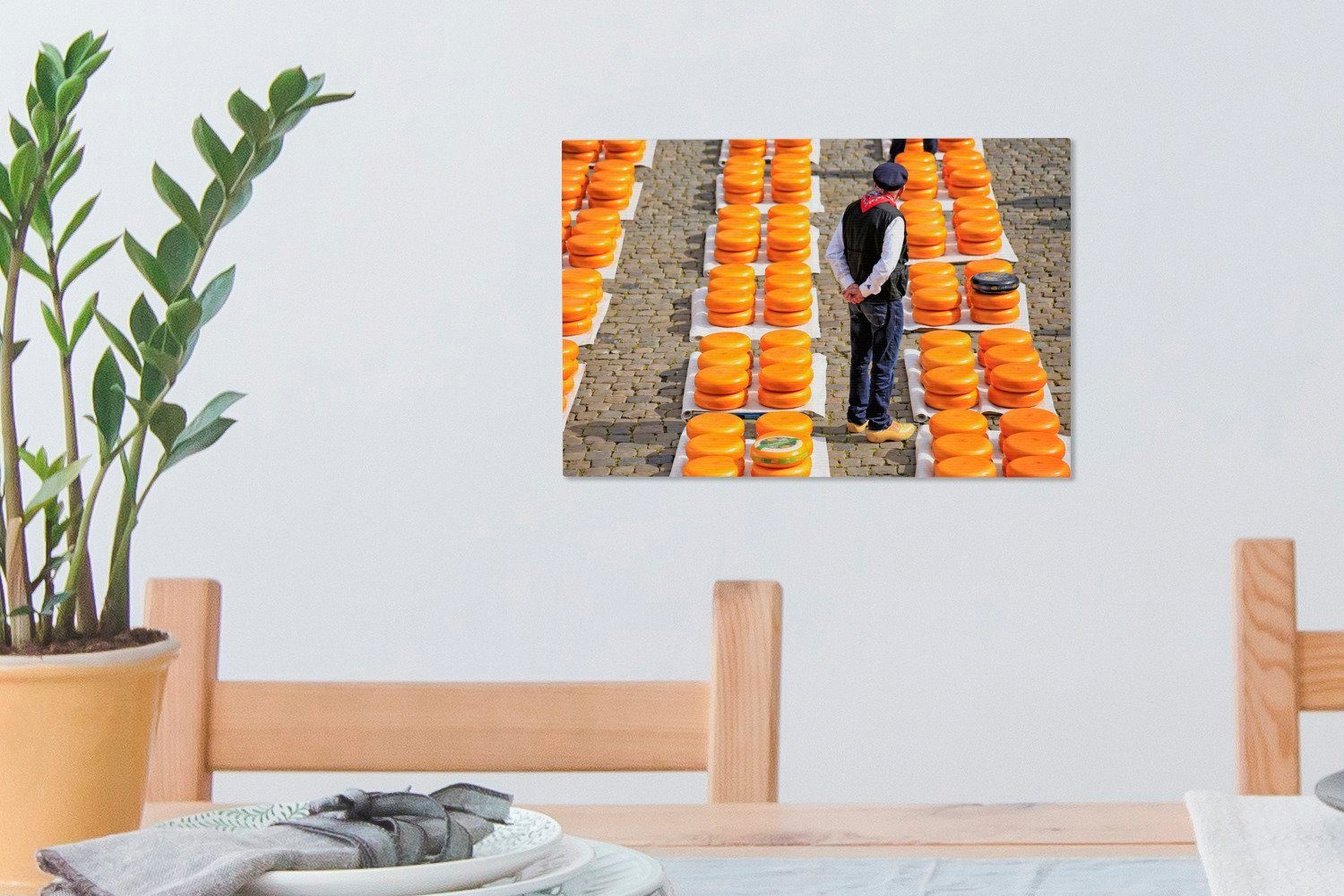 - - cm Leinwandbild Käse OneMillionCanvasses® Wanddeko, Gouda Wandbild St), 30x20 Leinwandbilder, (1 Markt, Aufhängefertig,