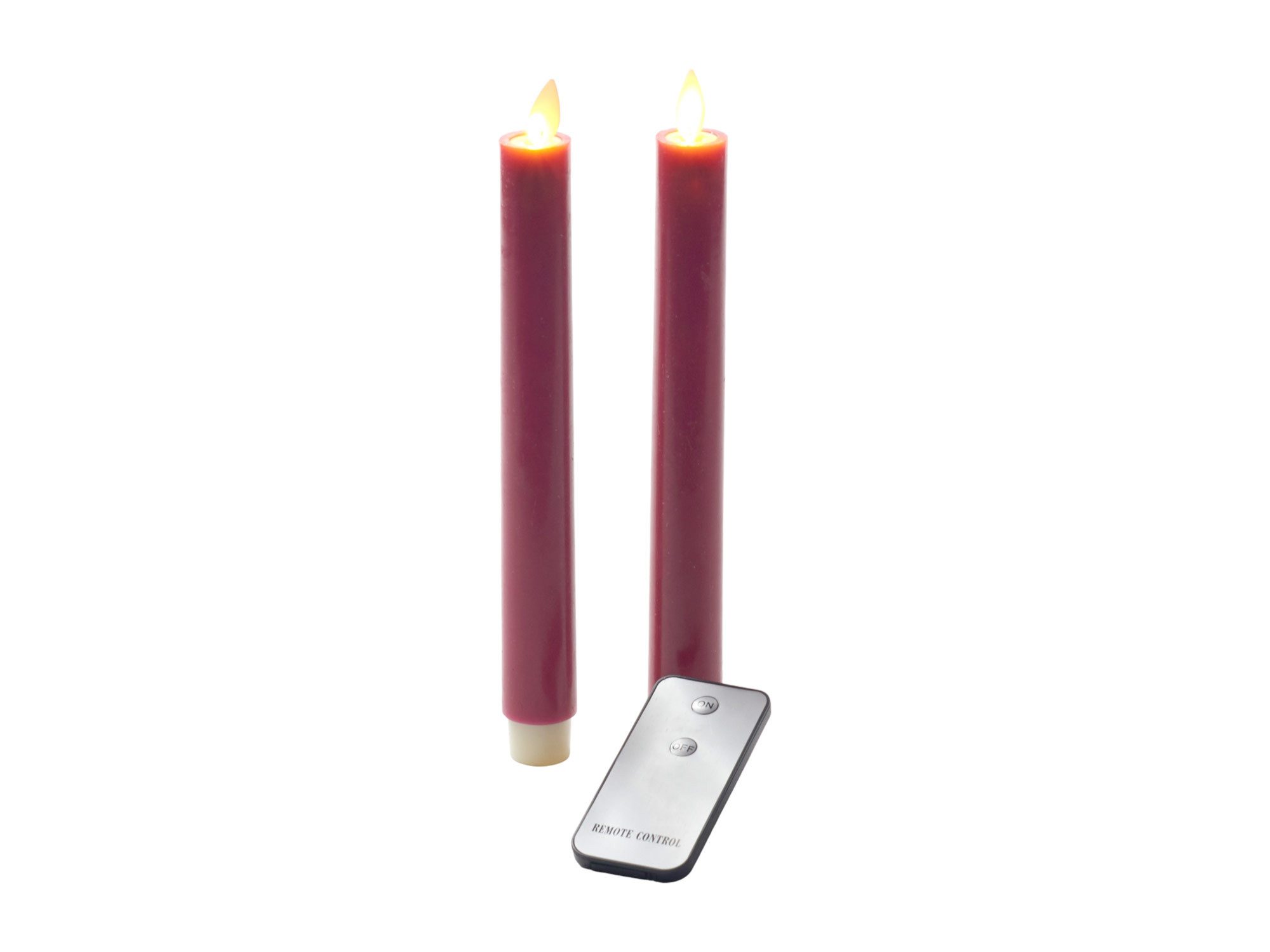 Coen Bakker Deco BV LED-Kerze Wax Candles (Set, 3-tlg), Stabkerzen rot 2 Stück bewegliche Flamme Fernbedienung