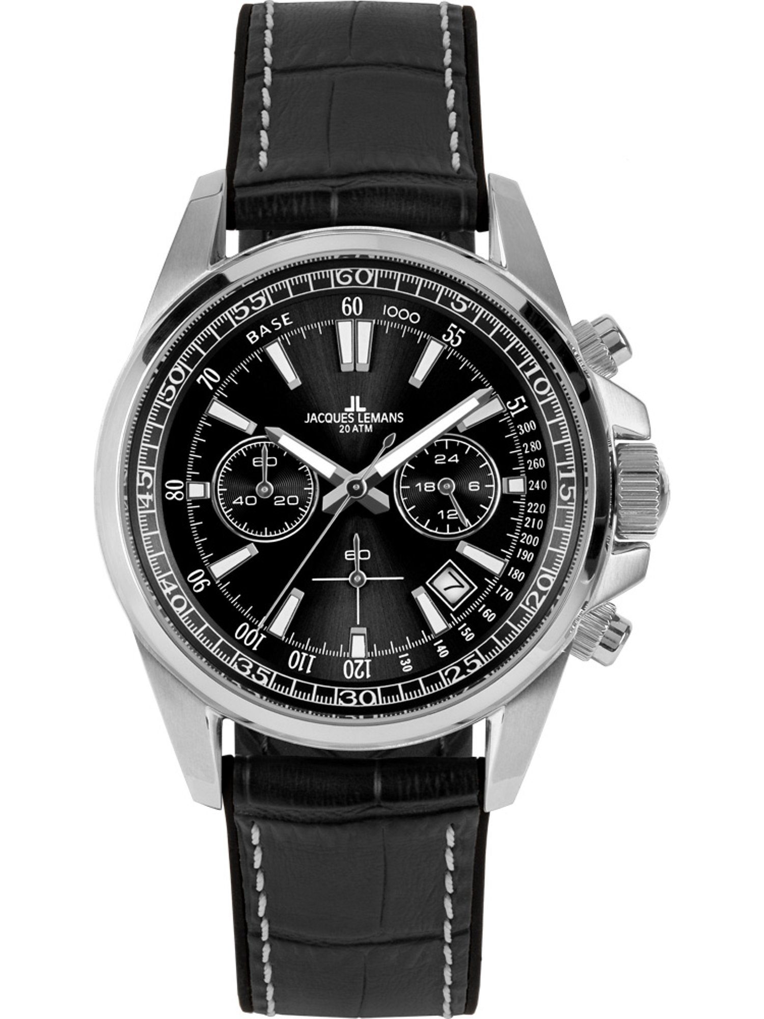 Jacques Herren-Uhren Quarz, Klassikuhr Jacques Chronograph schwarz Analog Lemans Lemans