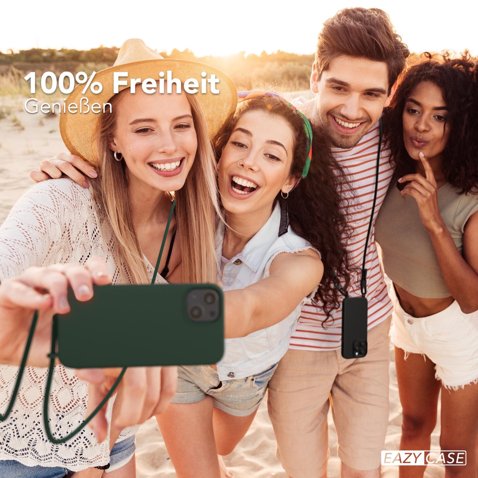 EAZY CASE Handykette Runde Kette für Apple iPhone 13 6,1 Zoll, Handykette zum Umhängen Slim Phone Chain Festivalbag Smartphone Grün