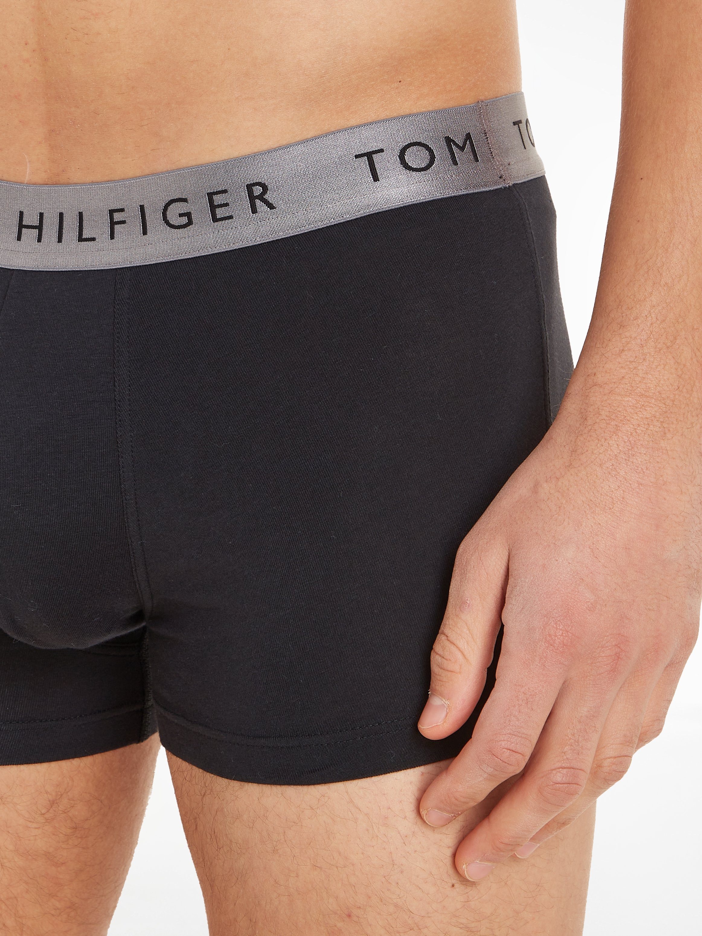 Tommy Hilfiger Underwear mit 3er-Pack) (Packung, Boxershorts 3-St., SHINE WB Logo-Elastikbund 3P TRUNK