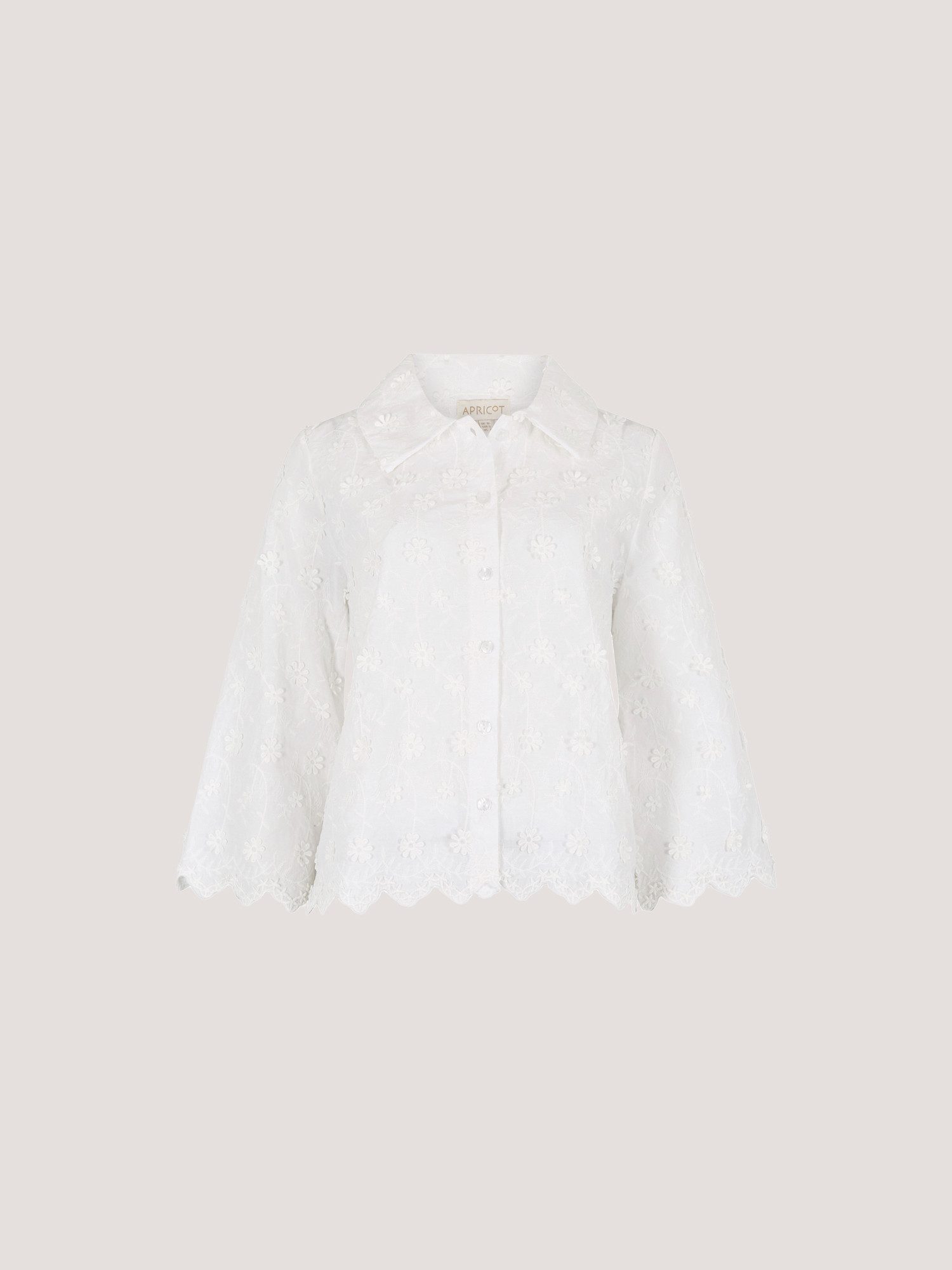 Apricot Spitzenbluse Gekürztes Shirt mit Blumenapplikation mit Blumenapplikation