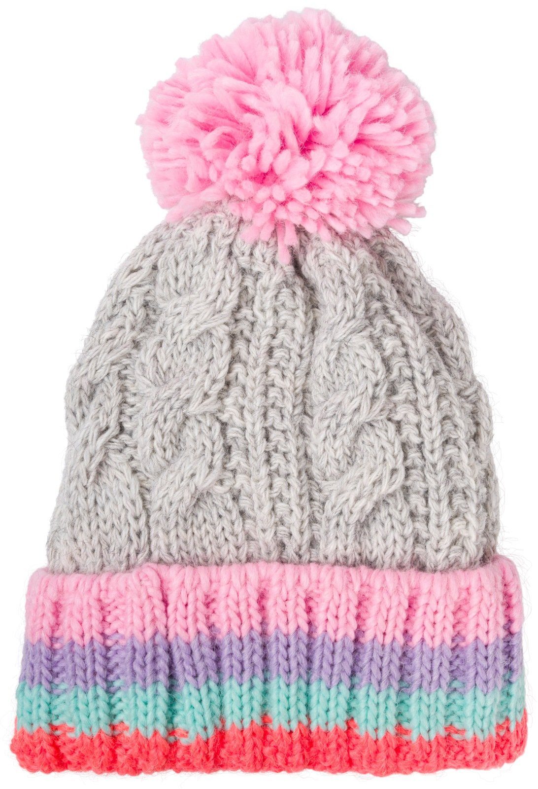 styleBREAKER Strickmütze Kinder Strick Bommelmütze Zopfmuster (1-St)