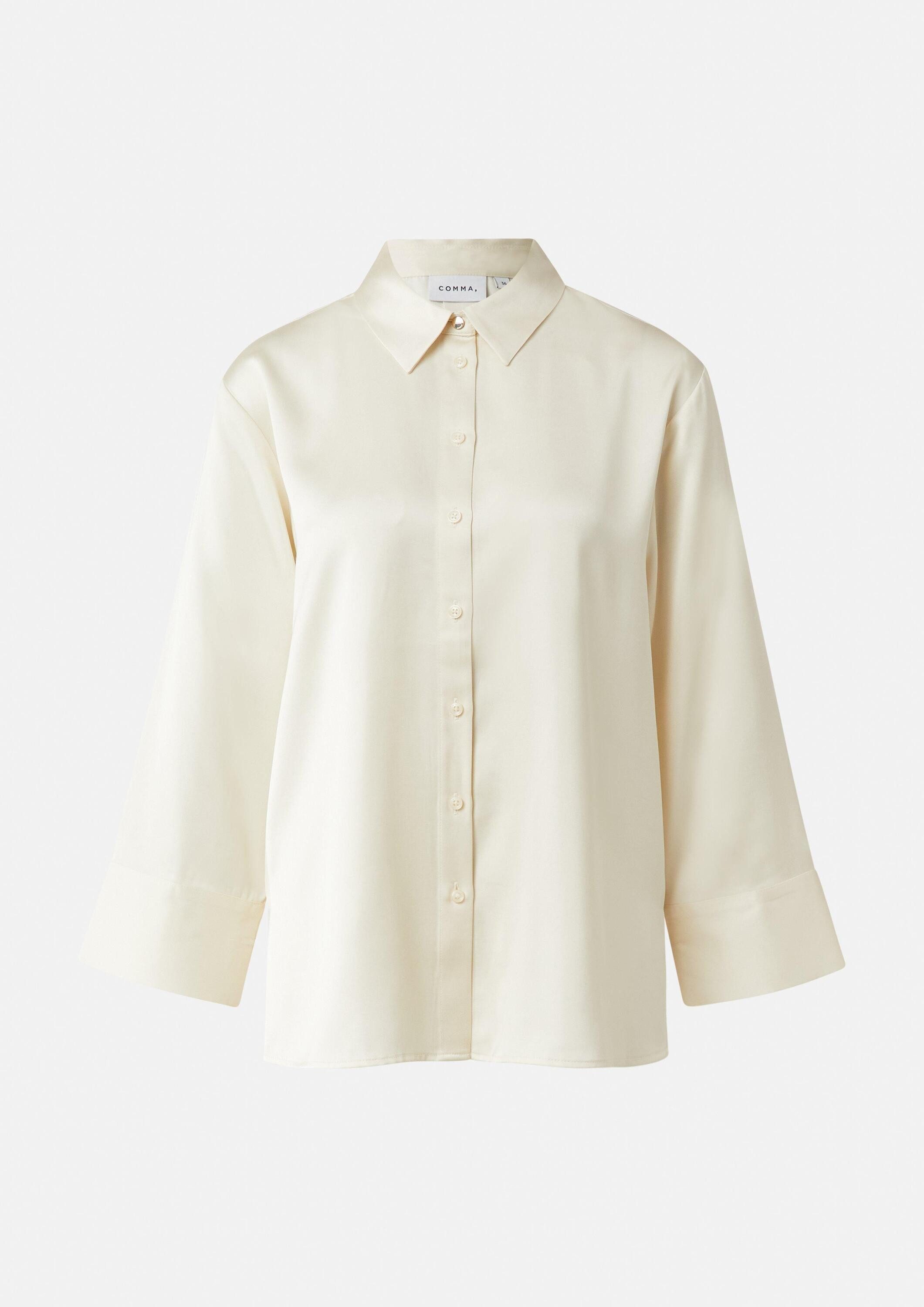 comma Langarmbluse Bluse Satinbluse aus Viskose mit verstellbarer Manschette