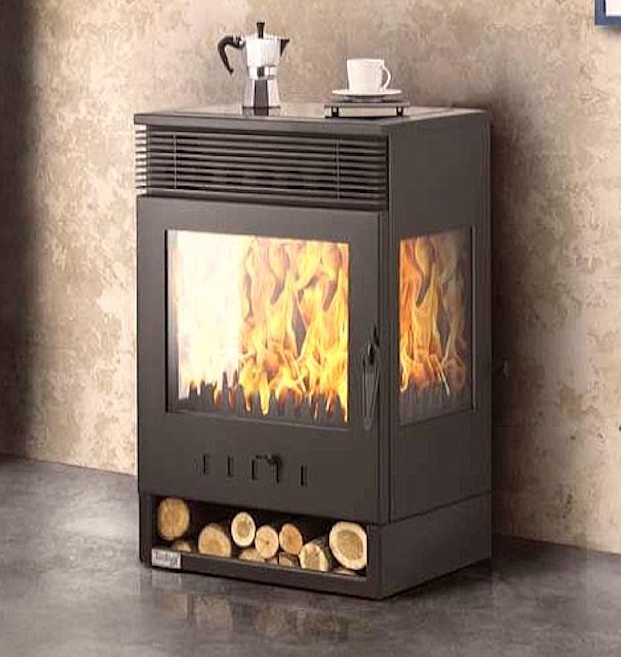 DanDiBo Kaminofen Panorama 3 Seitig Dauerbrand TKS 12 Kamin Holzofen 3 Seit günstig online kaufen