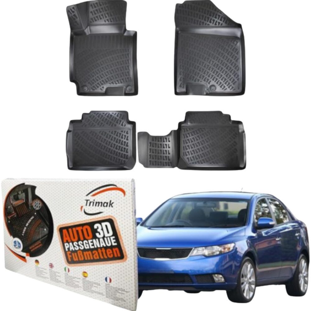 Passform-Fußmatten Kompatibel mit Kia Cerato 2004-2009 3D Auto Gummimatten