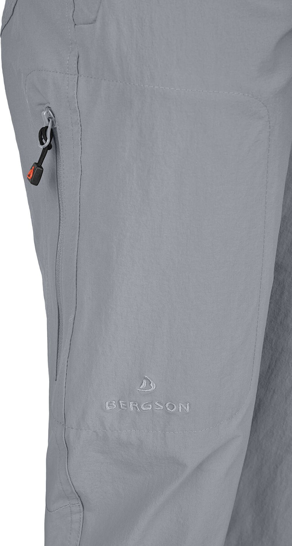 Bergson Outdoorhose AKKA Damen Normalgrößen, komfortabel, sportlich, Wanderhose, Vario Capri (slim) 3/4 hellgrau elastisch