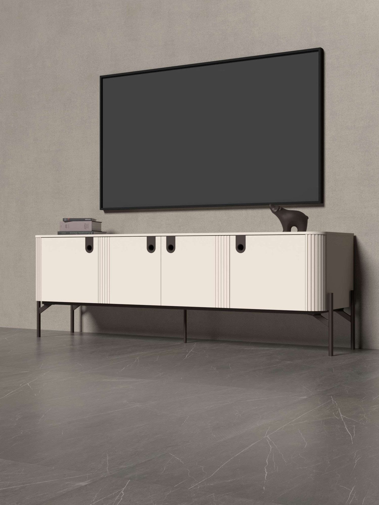 OTTO home Lowboard Rondo TV-Board, TV-Kommode, TV-Schrank, TV-Unterschrank, TV-Möbel, UV lackiert, Soft Close Funktion, Metallrahmen als Basis des Elements